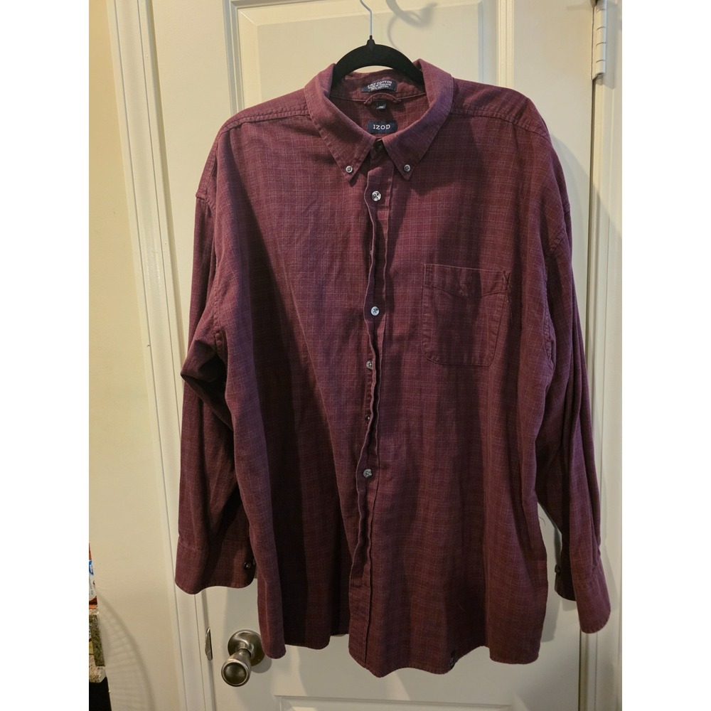 IZOD Men's Wine Checkered Button Down Shirt SZ 2X